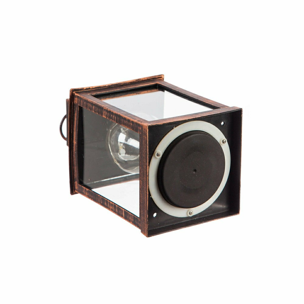 Plow & Hearth 8.5"H Battery Operated Twinkling Light Bulb Lantern, Brushed Bronze; S