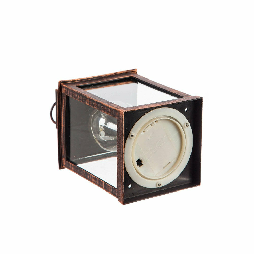Plow & Hearth 8.5"H Battery Operated Twinkling Light Bulb Lantern, Brushed Bronze; S