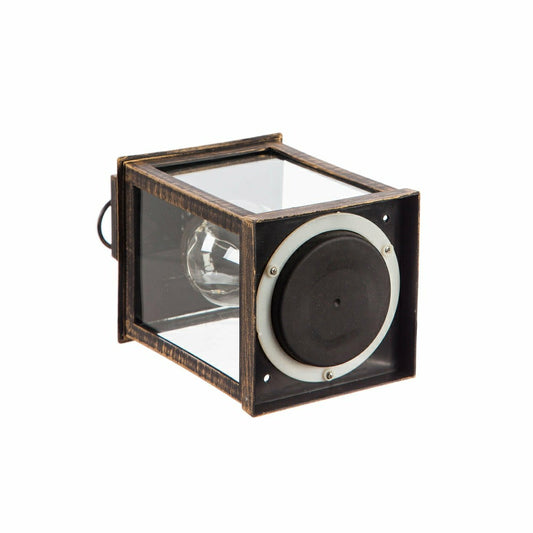 Plow & Hearth 8.5"H Battery Operated Twinkling Light Bulb Lantern, Black with Brushe