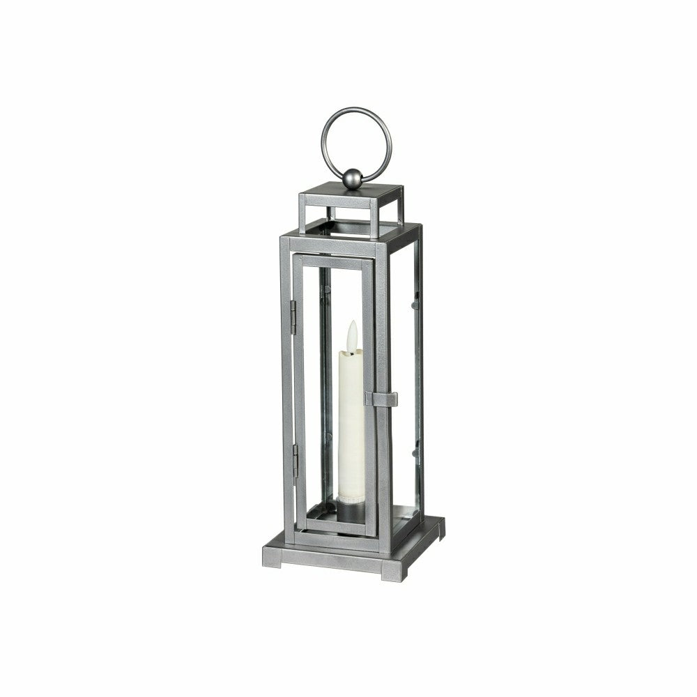 Plow & Hearth Tower Lantern LED Tapered Set of 3 with Gray Finish