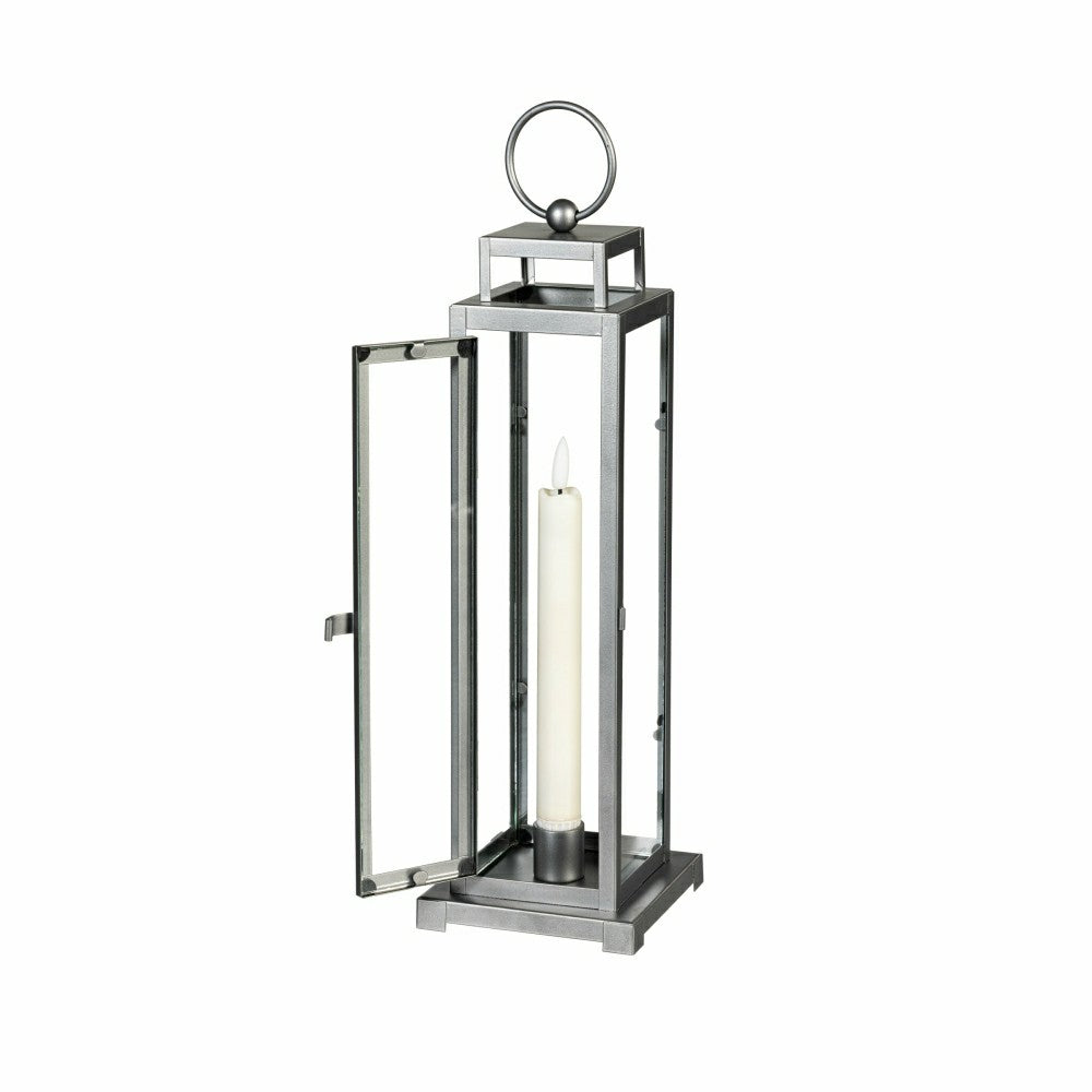 Plow & Hearth Tower Lantern LED Tapered Set of 3 with Gray Finish