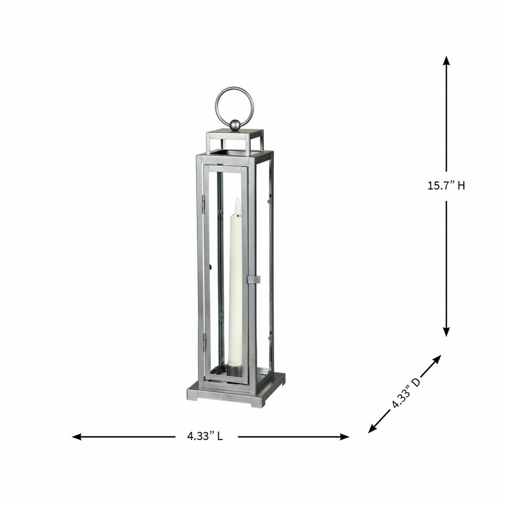 Plow & Hearth Tower Lantern LED Tapered Set of 3 with Gray Finish
