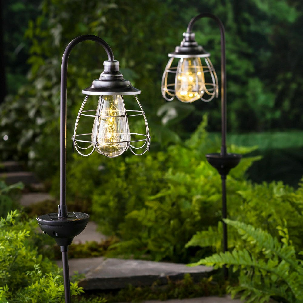 Plow & Hearth Solar Firefly Garden Pathway Lights, Set of 2