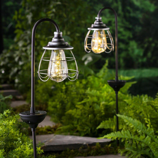 Plow & Hearth Solar Firefly Garden Pathway Lights, Set of 2