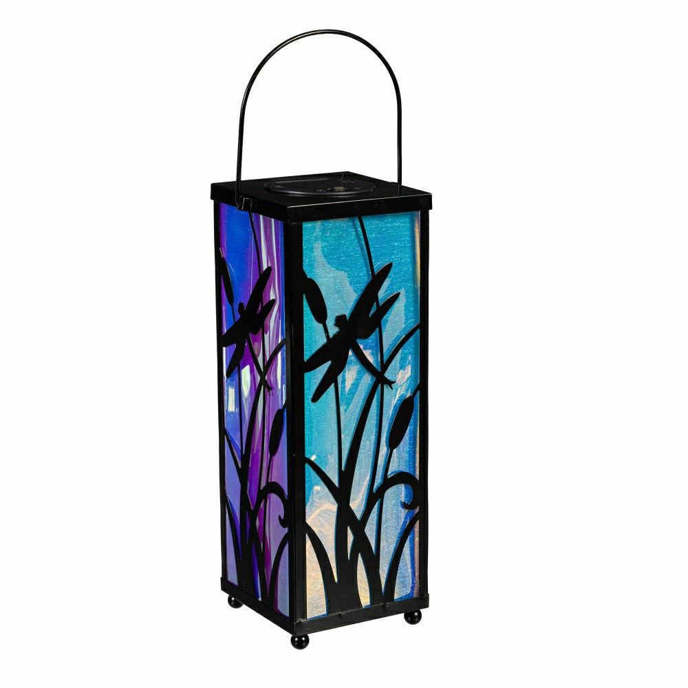 Plow & Hearth Iridescent Dragonfly Solar Lantern, 11.4" H