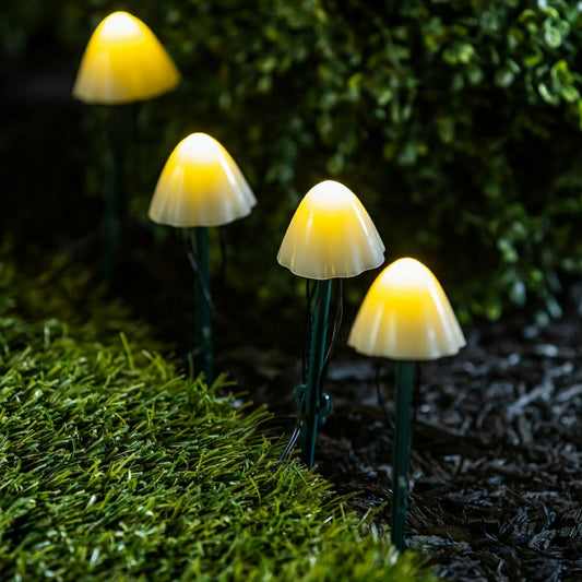 Plow & Hearth Solar Mushroom String Light Stakes