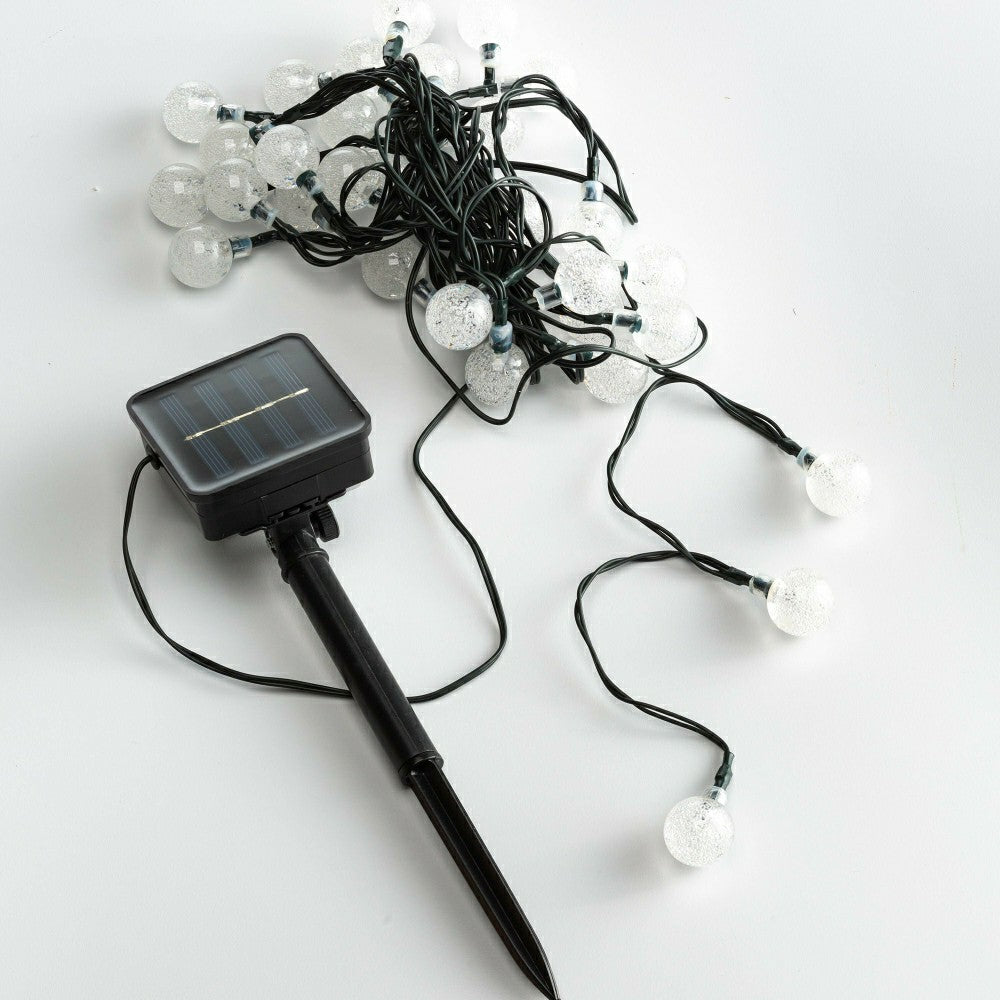 Plow & Hearth Multi-Function Solar Ball String Lights With Warm White LEDs