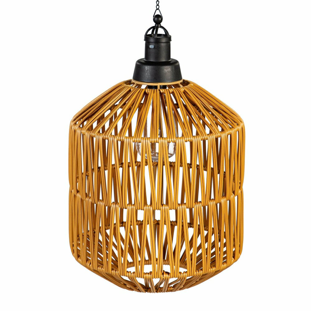 Plow & Hearth Woven Hanging Pendant Solar Lantern, Set of 2