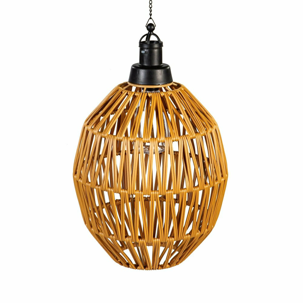 Plow & Hearth Woven Hanging Pendant Solar Lantern, Set of 2