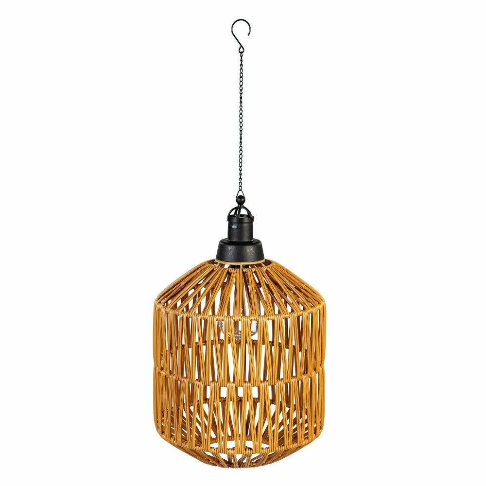 Plow & Hearth Woven Hanging Pendant Solar Lantern, Set of 2
