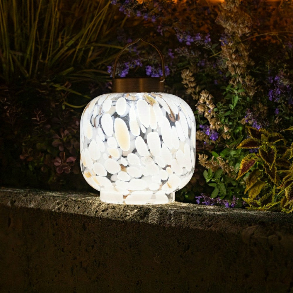 Plow & Hearth Cabin Solar Lantern Handblown Glass, 8"