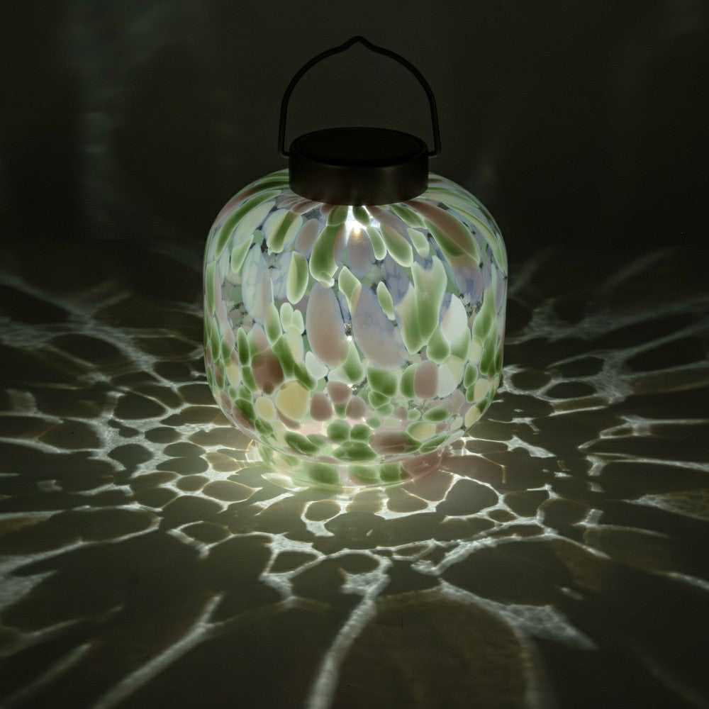 Plow & Hearth Cabin Solar Lantern Handblown Glass, 8"