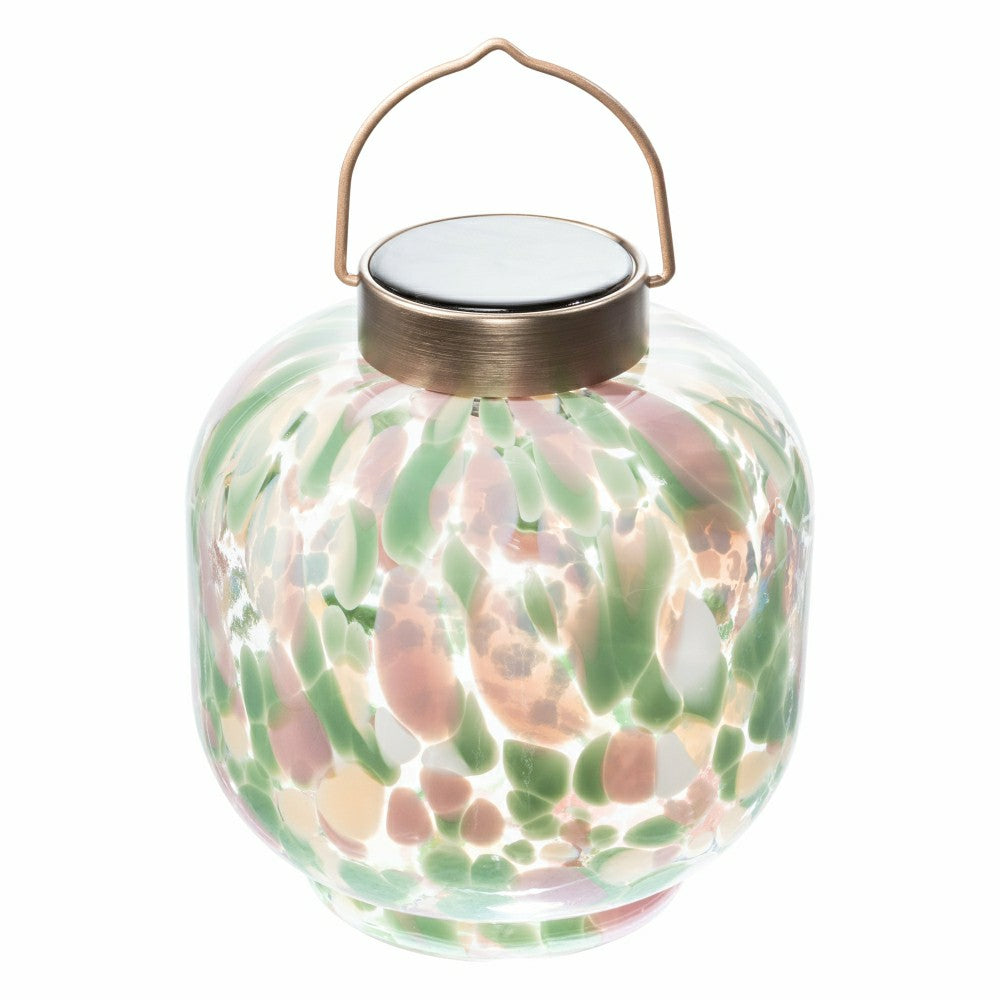 Plow & Hearth Cabin Solar Lantern Handblown Glass, 8"