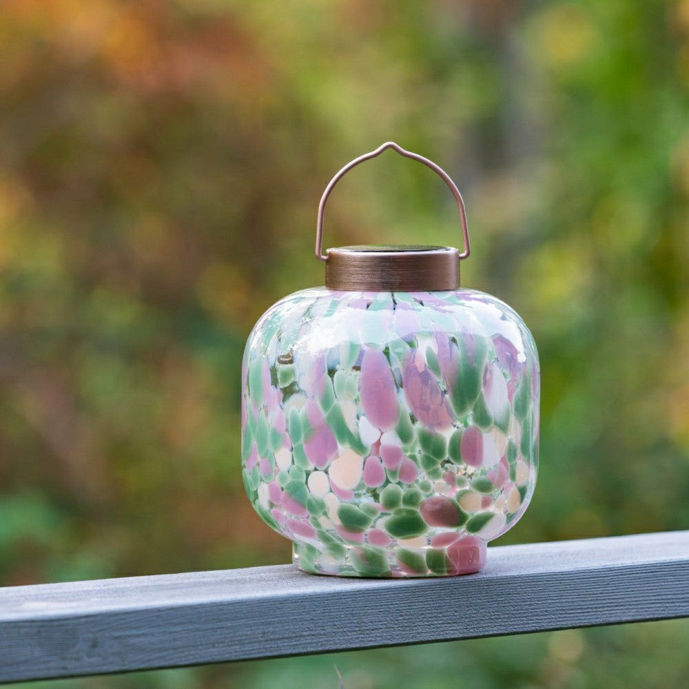 Plow & Hearth Cabin Solar Lantern Handblown Glass, 8"