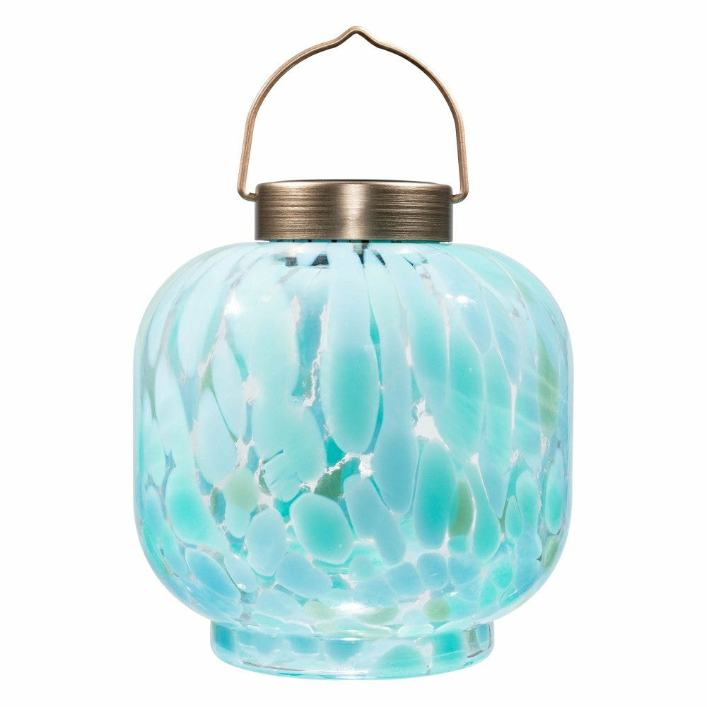 Plow & Hearth Cabin Solar Lantern Handblown Glass, 8"