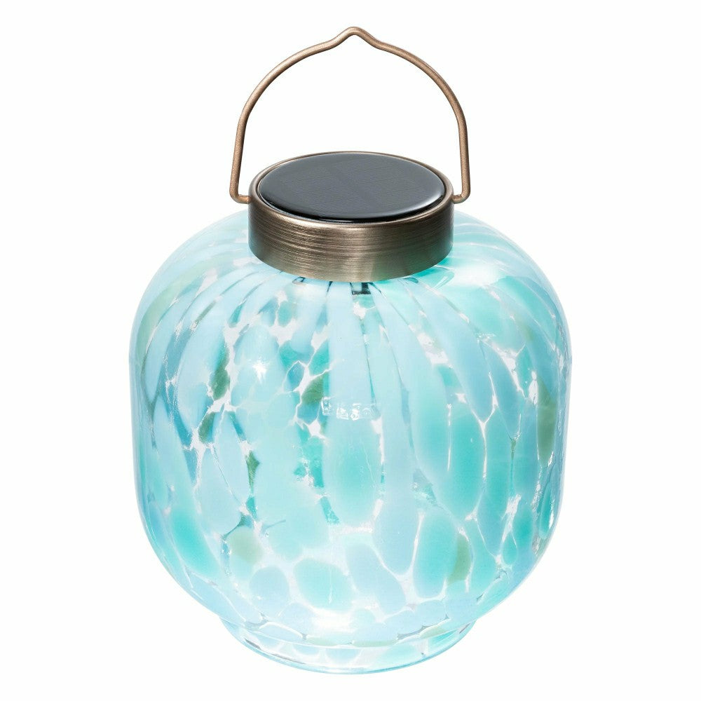 Plow & Hearth Cabin Solar Lantern Handblown Glass, 8"