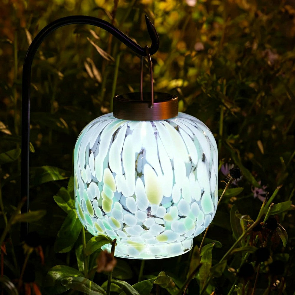 Plow & Hearth Cabin Solar Lantern Handblown Glass, 8"