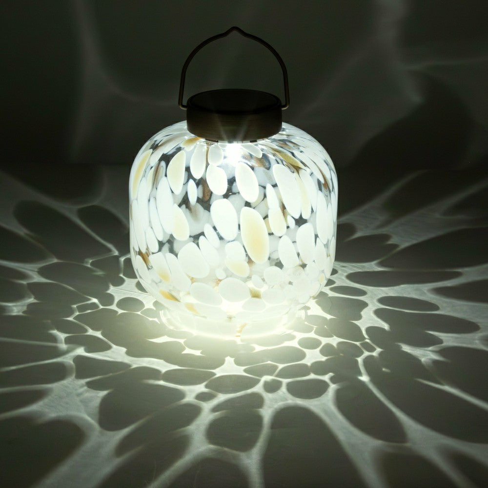 Plow & Hearth Cabin Solar Lantern Handblown Glass, 8"