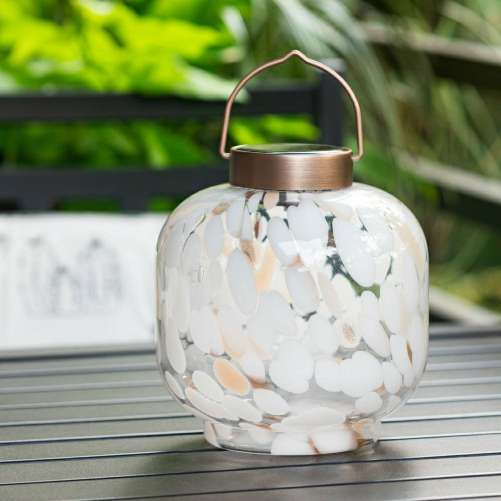 Plow & Hearth Cabin Solar Lantern Handblown Glass, 8"