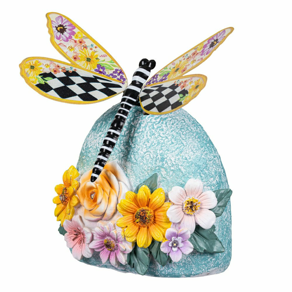 Plow & Hearth Courtly Check Dragonfly Metal LED Solar Garden Statue
