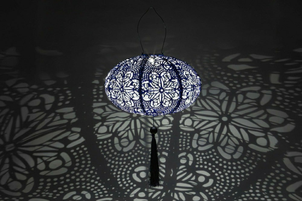 Plow & Hearth Soji Stella - Tassel Oval - 14" Solar Lantern