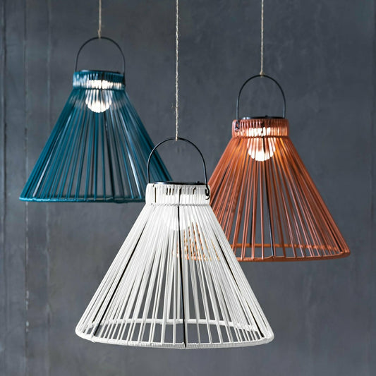 Plow & Hearth Large Solar Hanging Pendant Light, Teal Green