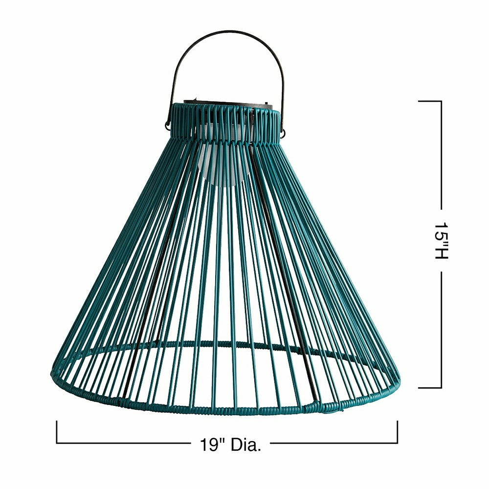 Plow & Hearth Large Solar Hanging Pendant Light, Teal Green