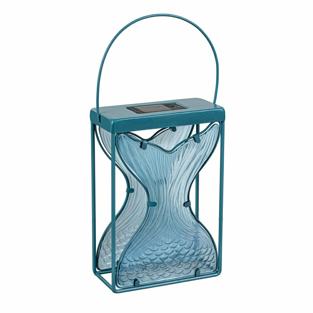 Plow & Hearth Blue Coastal Outdoor Lamp & Lighting Mermaid Tail Metal and Glass Sola