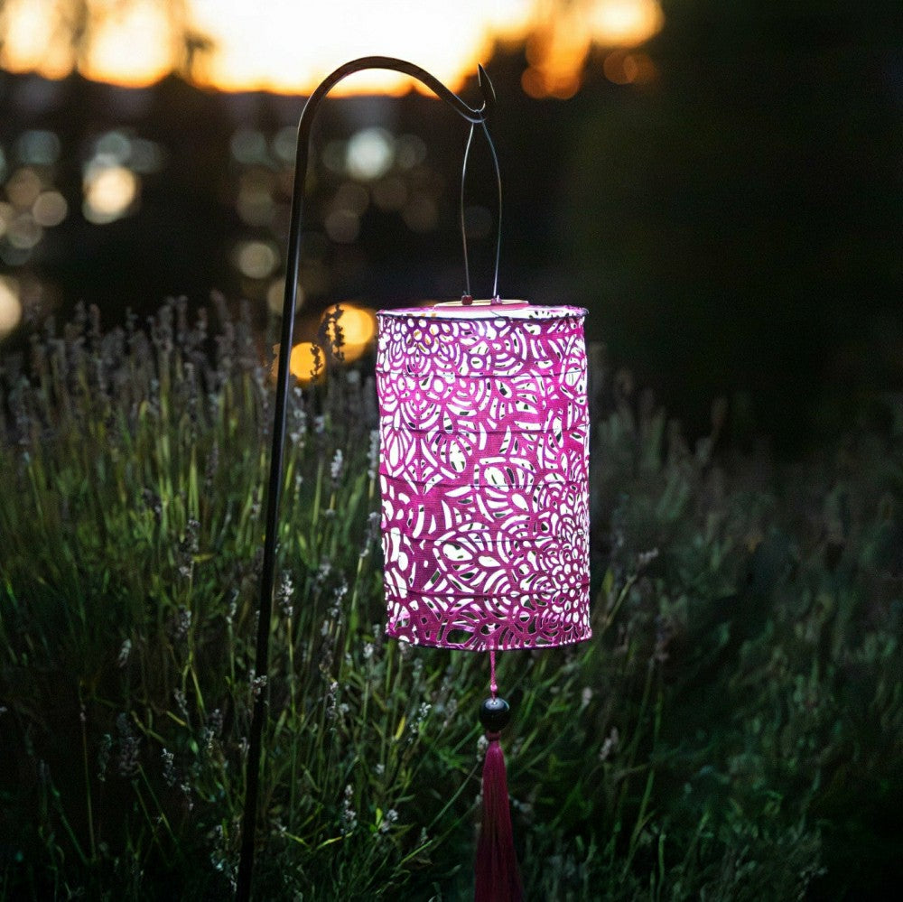 Plow & Hearth Soji Stella - Tassel Cylinder - 7.5" Solar Lantern
