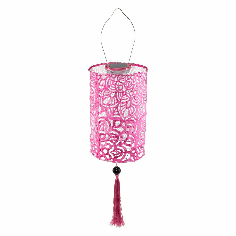 Plow & Hearth Soji Stella - Tassel Cylinder - 7.5" Solar Lantern