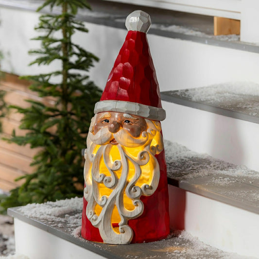 Plow & Hearth Carved Lighted Holiday Santa Statue