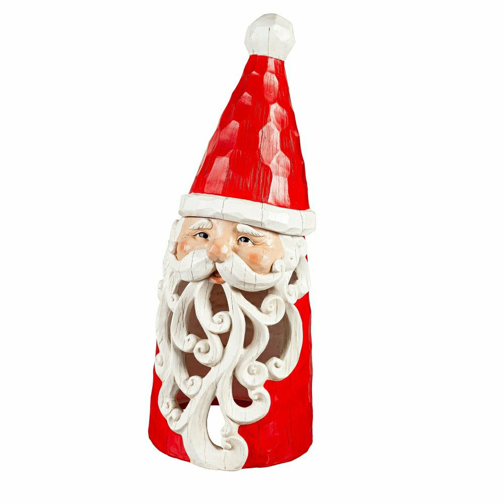 Plow & Hearth Carved Lighted Holiday Santa Statue