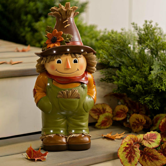 Plow & Hearth Indoor/Outdoor Lighted Scarecrow Shorty Statue