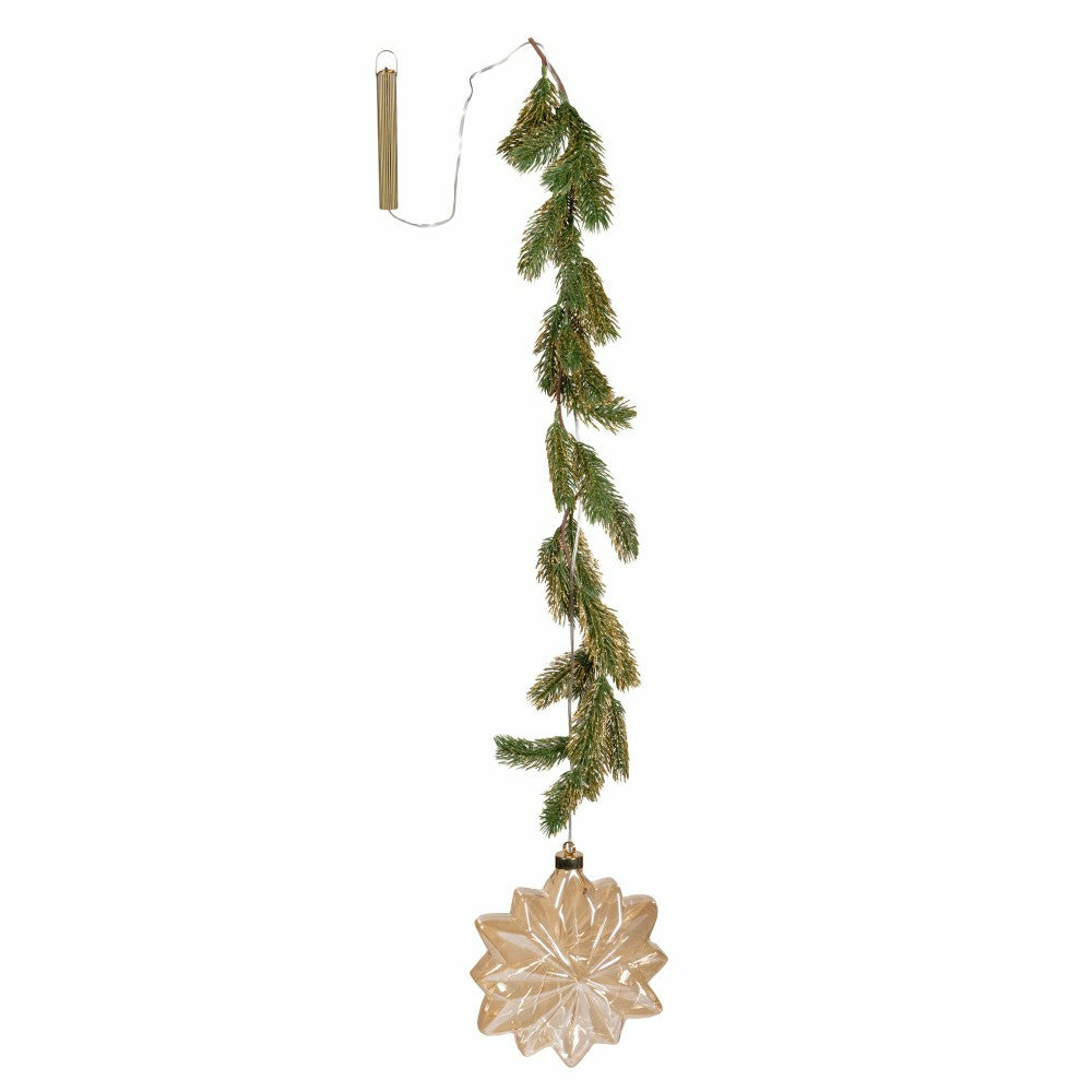 Plow & Hearth Micro LED Floral Glass Ball Indoor Outdoor Decorative Hanging Light, C
