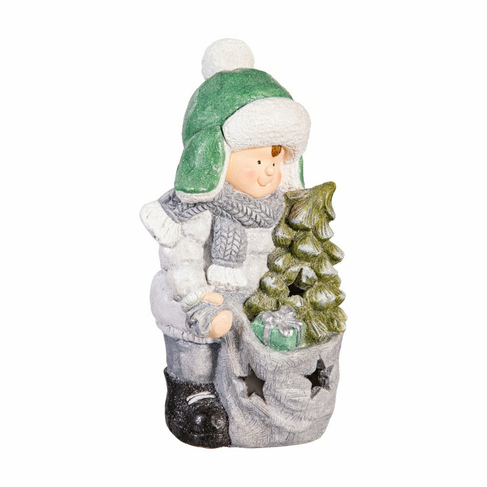 Plow & Hearth LED Holiday Children Garden Statues, Set of 2