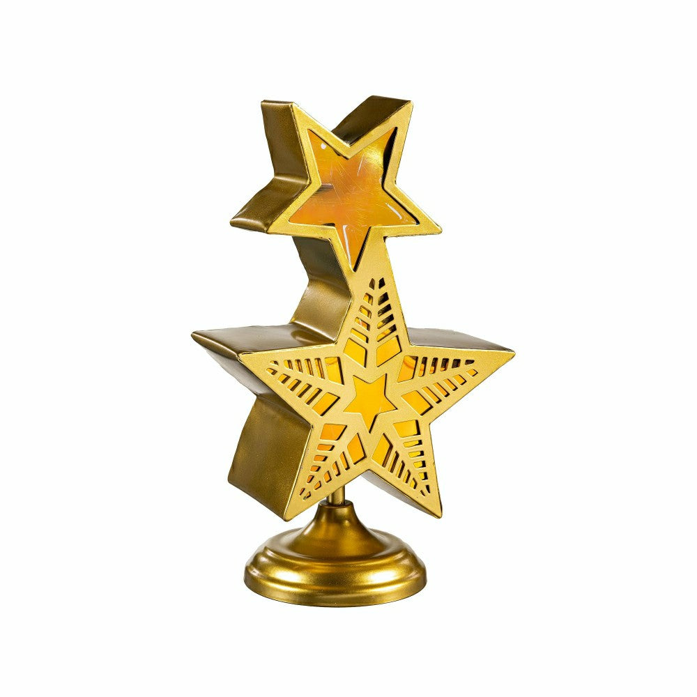 Plow & Hearth Stacked Star LED Color Changing Garden Statue, 14" H