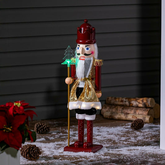 Plow & Hearth Nutcracker LED Musical Statue, 31"H