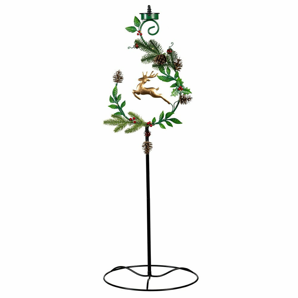 Plow & Hearth Shades of Emerald Garden Stake, 4-in-1 Solar Garden Stake, Deer, 48"H