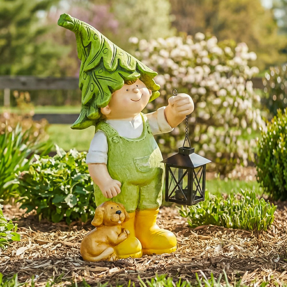 Plow & Hearth Garden Friends Statues with Lanterns, Set of 2