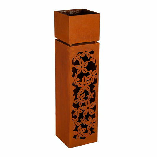 Plow & Hearth Tall Metal Planter With LED Lights, Floral