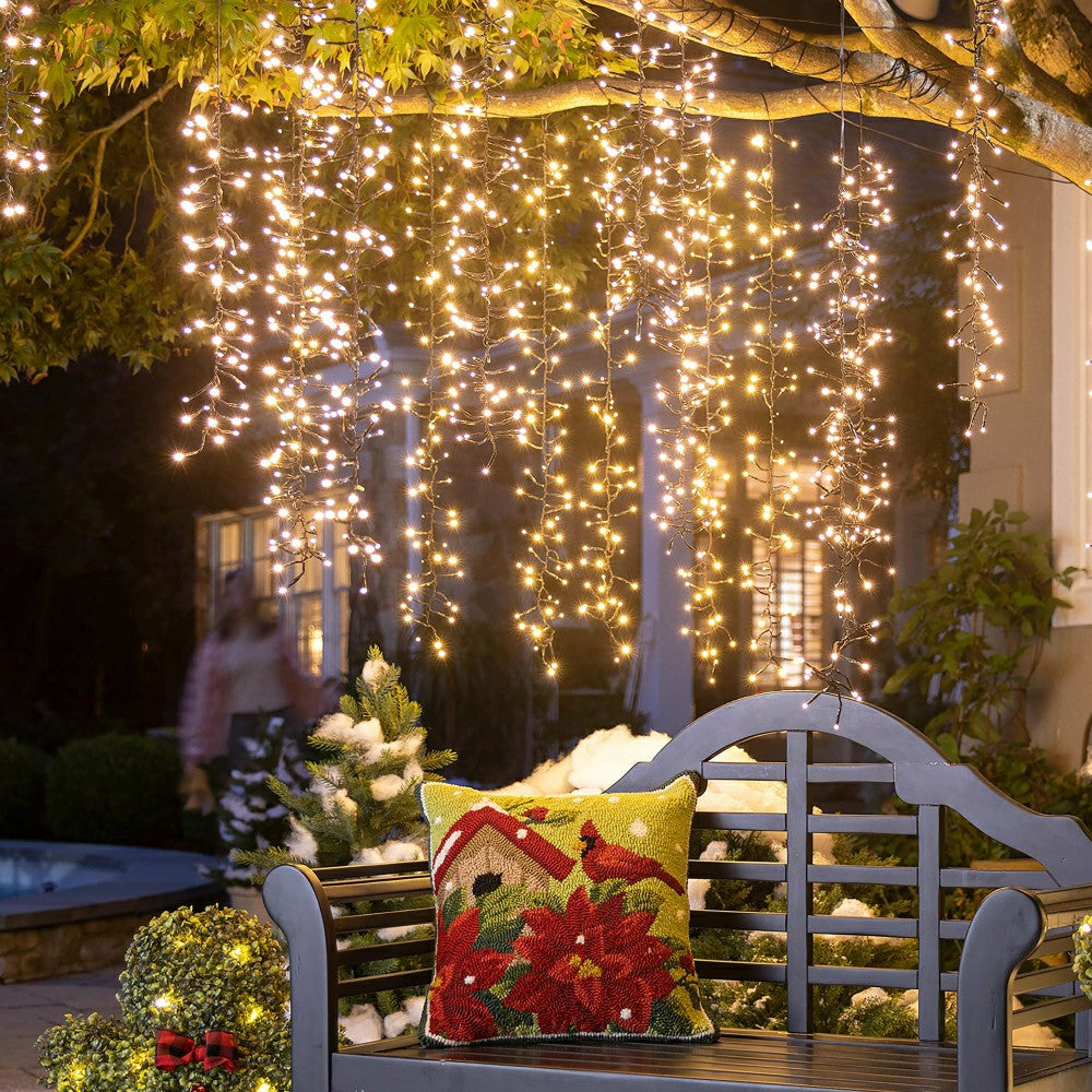 Plow & Hearth 95" Outdoor LED Cascade Lights with Warm White Lights