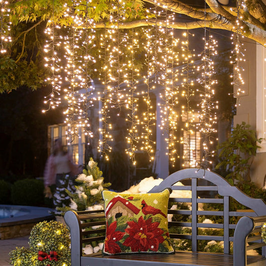 Plow & Hearth 95" Outdoor LED Cascade Lights with Warm White Lights