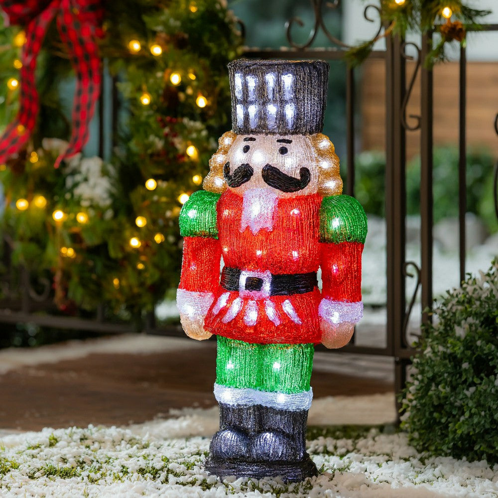 Plow & Hearth Nutcracker LED Acrylic Statue, 16"H