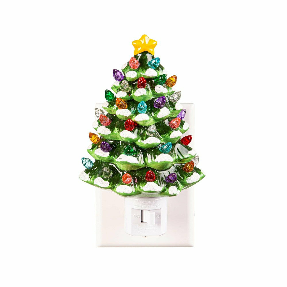 Plow & Hearth Heartfelt Cheer Nightlight Ceramic Christmas Tree