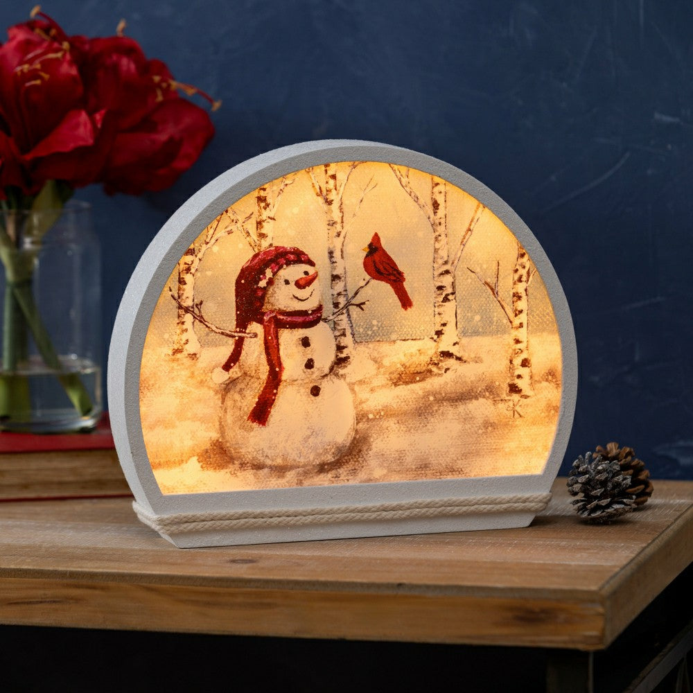 Plow & Hearth Joyful Snowman Lighted Orb
