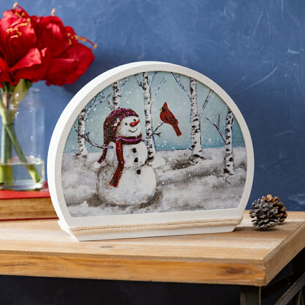 Plow & Hearth Joyful Snowman Lighted Orb