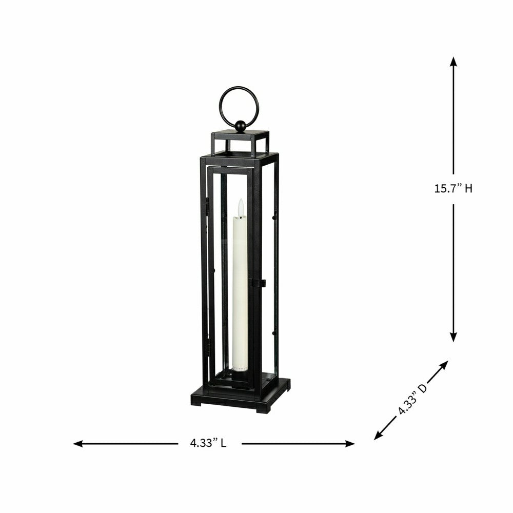 Plow & Hearth Tower Lantern LED Tapered Set of 3 with Black Finish