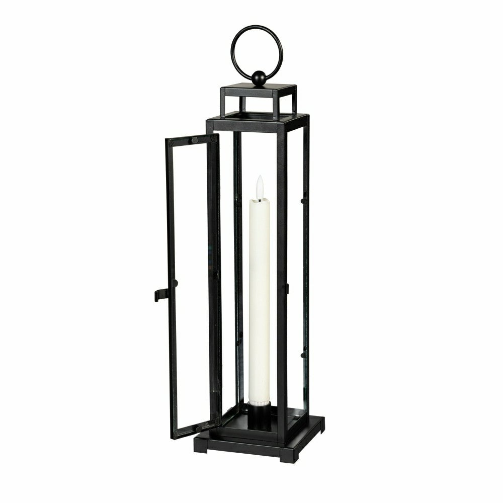 Plow & Hearth Tower Lantern LED Tapered Set of 3 with Black Finish