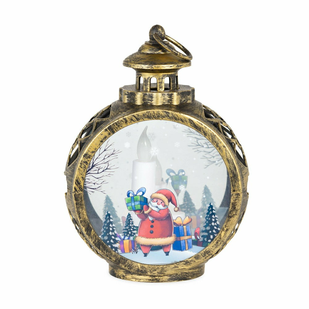 Plow & Hearth Santa Claus Christmas Scene Lantern with LED Candles