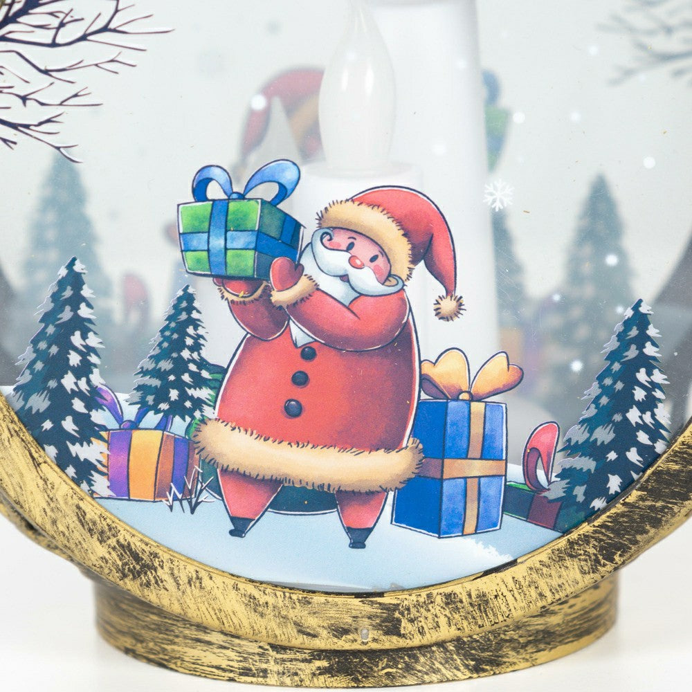 Plow & Hearth Santa Claus Christmas Scene Lantern with LED Candles